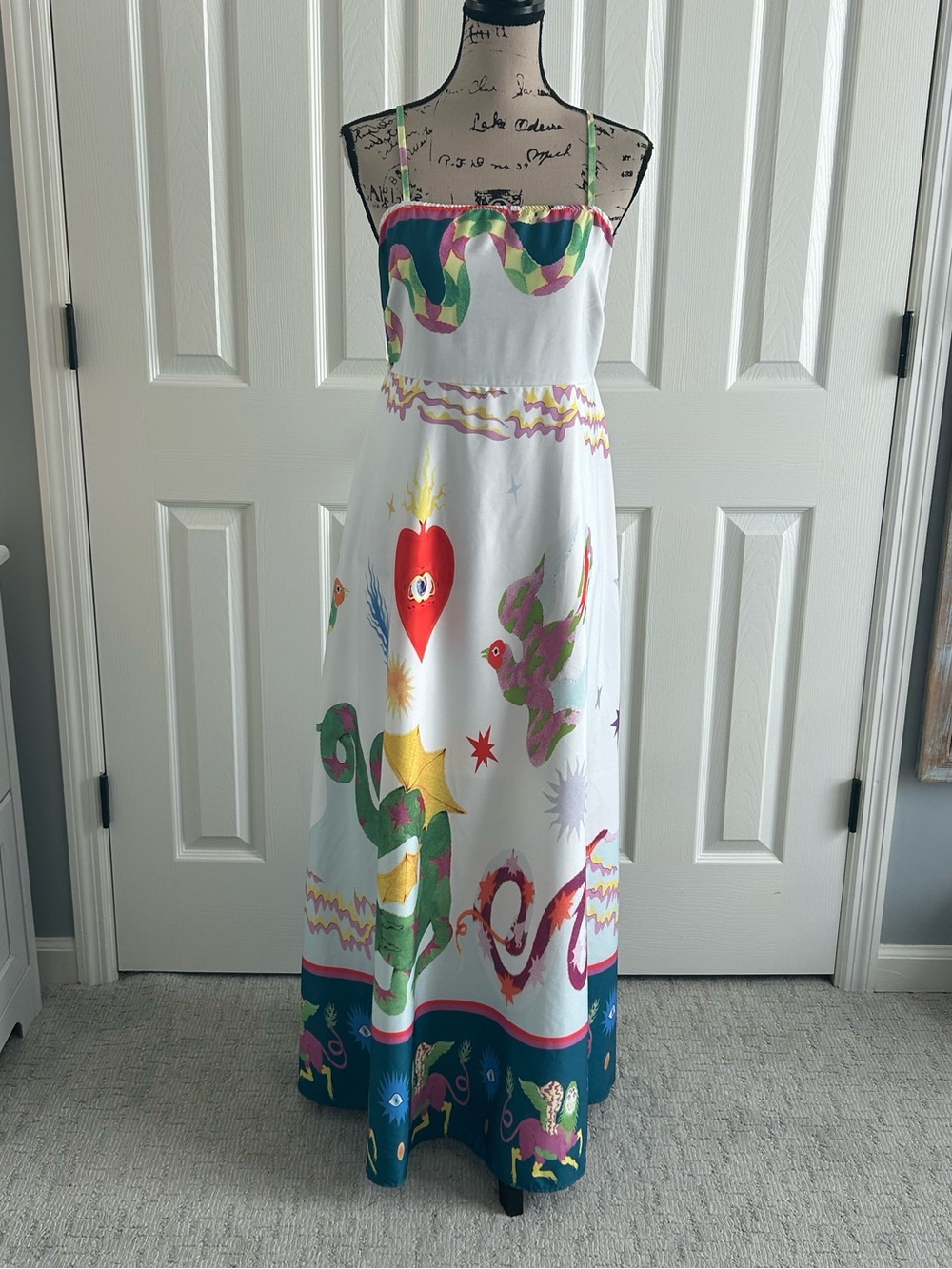 White Multicolor Printed Maxi Sundress XL (IMO med/large) *check measurements